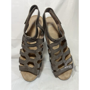 Dansko Selina Pewter Sandals Nappa Leather Strappy Greek Metallic 10.5-11 / 41
